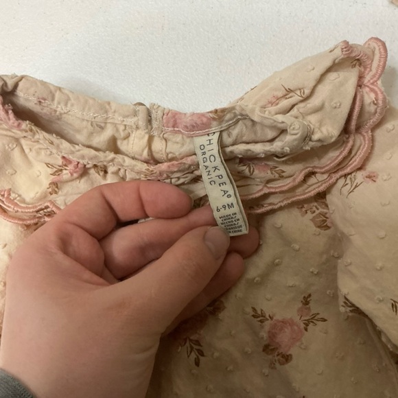 Chickpea Organic 6-9M Floral Romper Set Cotton Ruffle Collar Boho - Picture 2 of 4